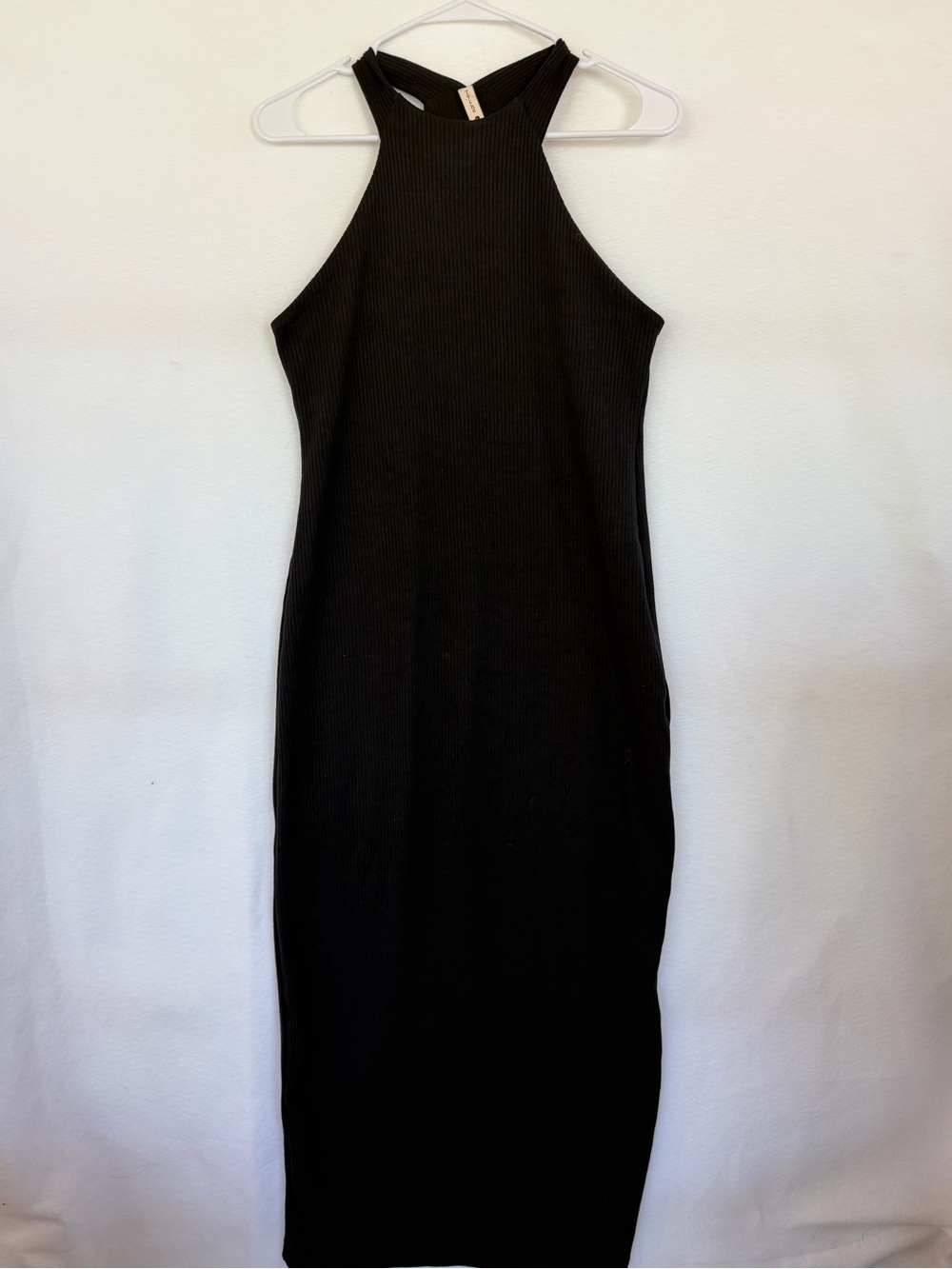 Tyche Black Ribbed High Neck Maxi dress